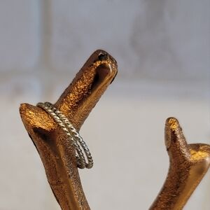 SET OF 2 Sterling Silver Argentium Stackable Thin Twist Stack Rings Size 8
